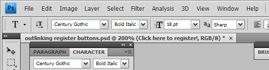 Photoshop CS4's custom chrome and square tabs